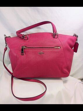 Coach NWOT Prairie Satchel Pebble Leather Crossbody Classic Bag Fuchsia Hot Pink